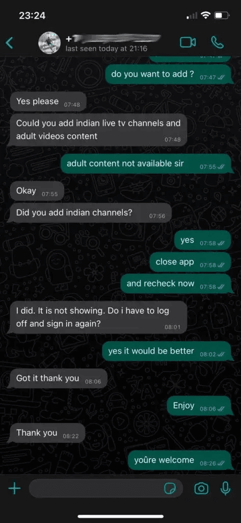 Customer conversation screenshot 8 of 10